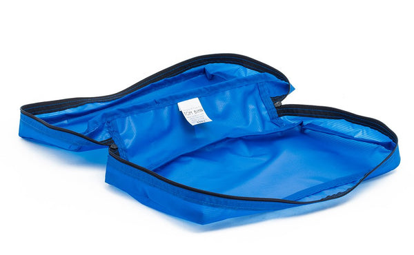 A empty and open Island (blue) Aether End Pocket Packing Cube for the Aeronaut 45.